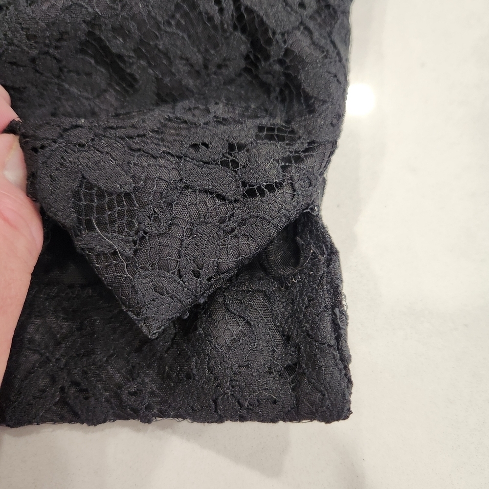 Vintage Lace Overlay Pants Womens 14 Black High Waisted Lined Y2K 80s Cocktail - Picture 6 of 14